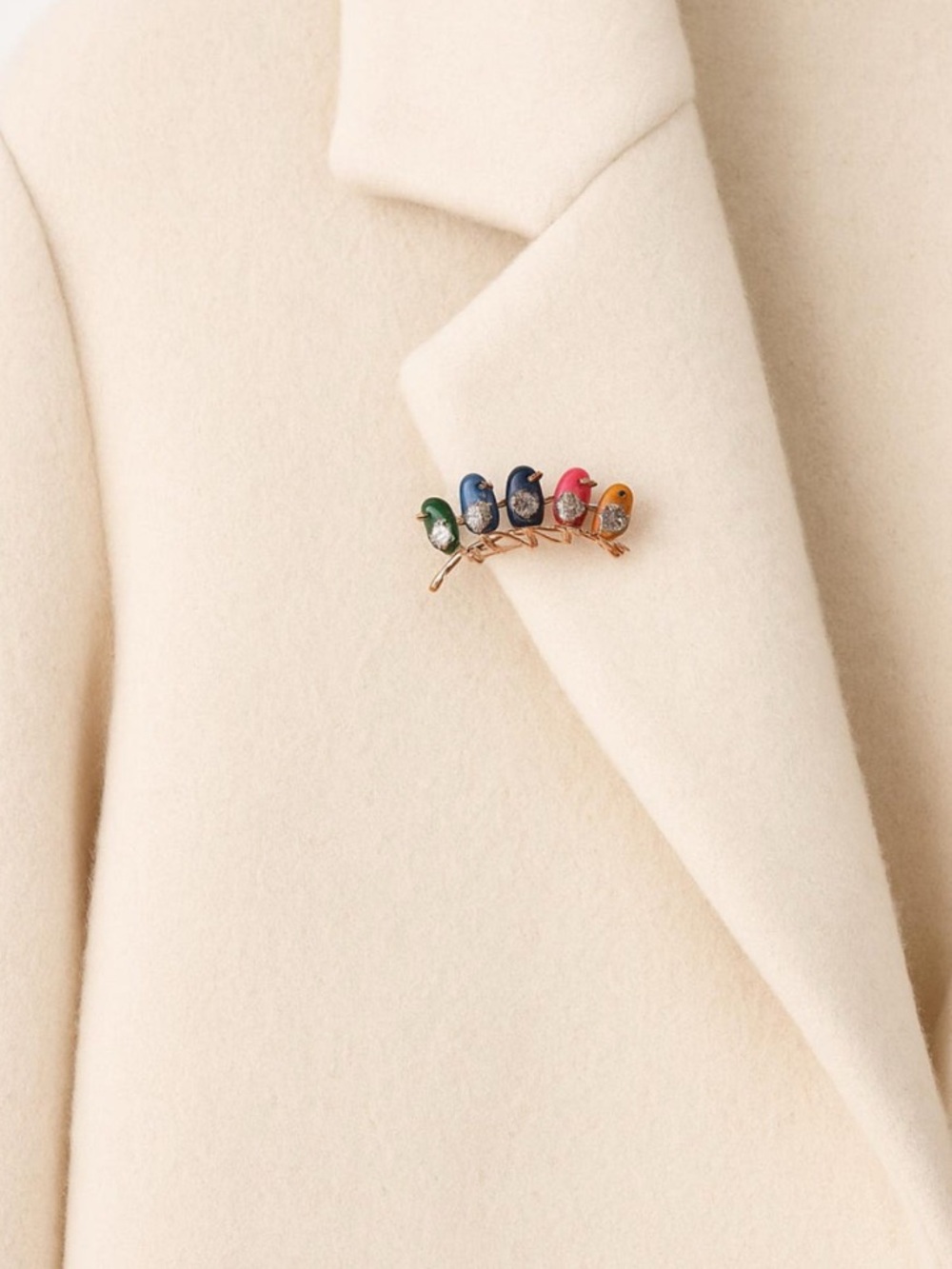 Multicolor Five Cute Little Bird Brooch